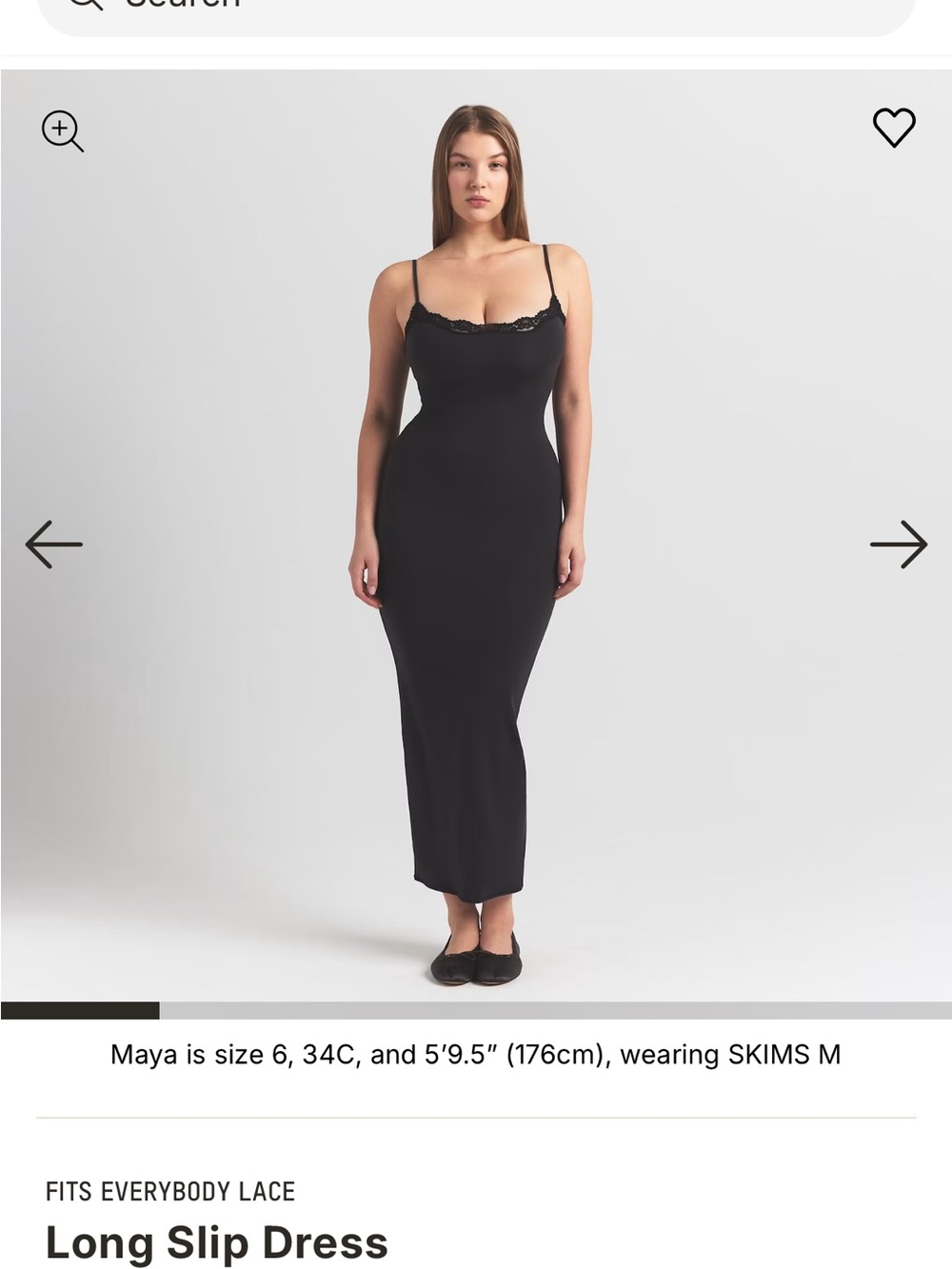 SKIMS Black Lace-Trim Maxi Slip Dress